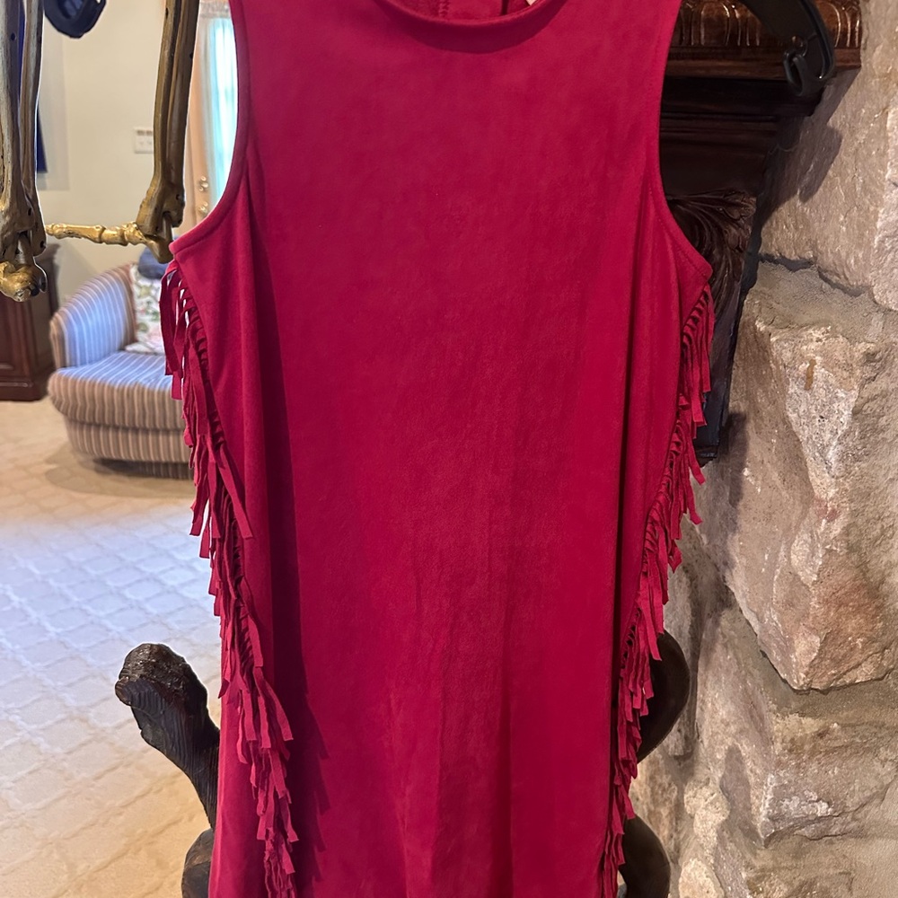 Elegant Sleeveless Fringe Dress in Red jessica Simpson size m kids